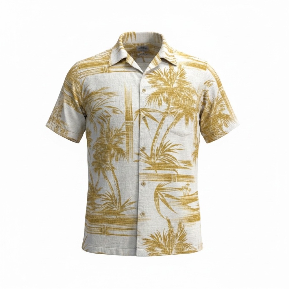 Hawaiian floral palm tree button up casual shirt quicksilver waterman cotton xl